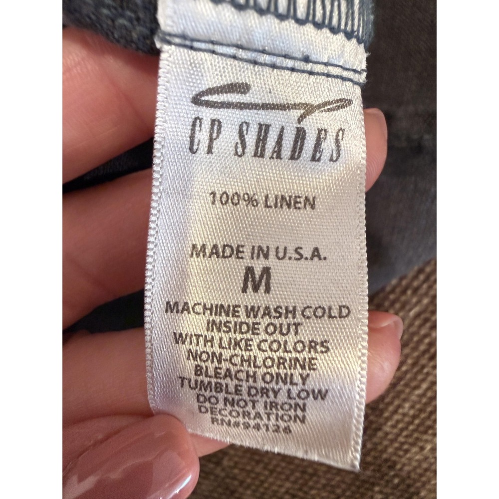 CP Shades Shirt Womens Medium Gray 100% Linen Button Front Tunic Top Long Sleeve - Picture 16 of 16